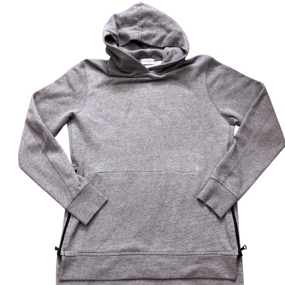 John Elliott Hooded Villain Mens Grey Melange Side Zip Sweatshirt Riri Zip FF36